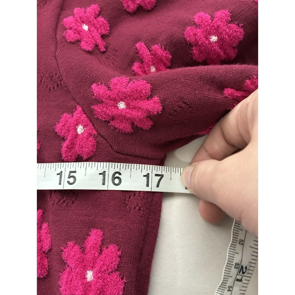 Kate Spade Marker Floral Sweater Sz Small In Rhubarb Jam Red Preppy Designer - Picture 7 of 9
